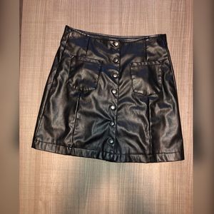Black bottom down leather skirt